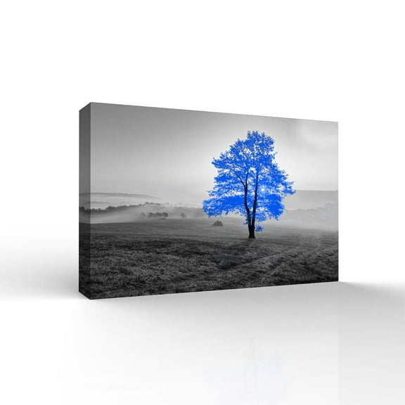 Wall26-Canvas Wall Art-Blue and Black Abstract Colorful Tree-Giclee Painting Wall Bedroom Living House Decoration Home Art - 32x48 inches