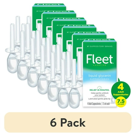 (6 pack) Fleet Laxatives, Liquid Glycerin Suppositories for Adult Constipation Relief, 7.5 mL Bottles, 4 Ct