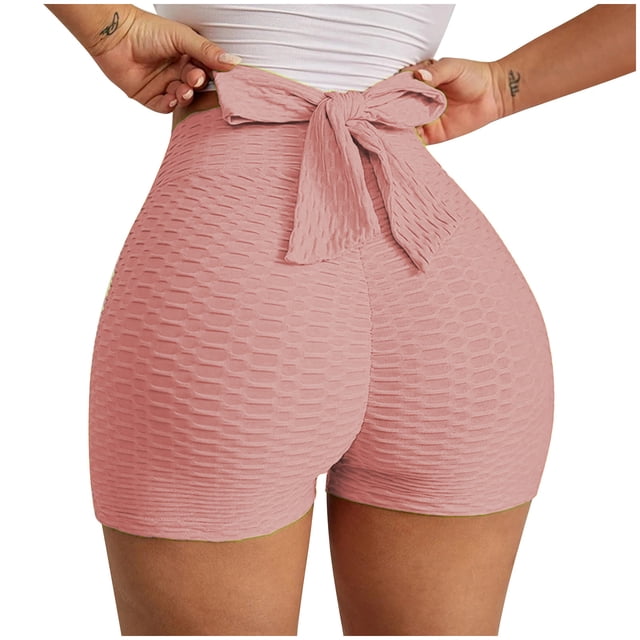 Gibobby Shorts Deportivo Pantalones cortos de yoga de color liso para mujerVestirsePiscinas(Rosa, L)