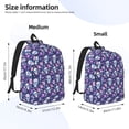 thumbnail image 2 of Disketp Skull Purple Flower print Canvas Backpack Lightweight Travel Daypack Student Rucksack Laptop Backpack-Medium, 2 of 5