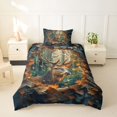 thumbnail image 2 of Castle Fairy Maple Leaves Deer Twin Duvet Cover,Autumn Jungle Wildlife Twin Bedding,Rust Brown Cream,Black Reversible,2pcs,No Comforter,1 Duvet Cover and 1 Pillowcase, 2 of 5
