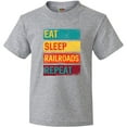 thumbnail image 3 of Inktastic Railroading Train Lover Eat Sleep Railroads Repeat Youth T-Shirt, 3 of 5