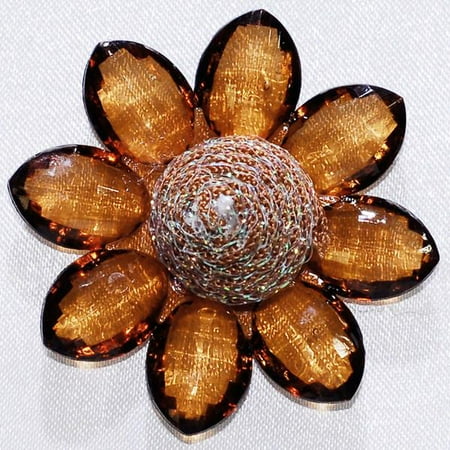 Crystal Double Flower - Sunflower Acrylic Crystal Flower, 1-3/4-inch, 6-Piece, Copper Brown