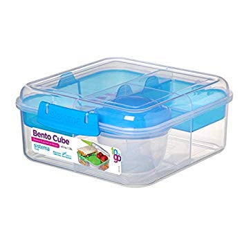 To Go Collection Bento Box Cube Plastic Lunch and Food Storage Container, 5.3 Cup, Multi-Compartment, Color Varies | BPA
