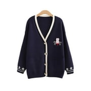 YM YOUMU Women Rabbit Embroidered Knitted Cardigan Sweater Button Down Jumper Outwear