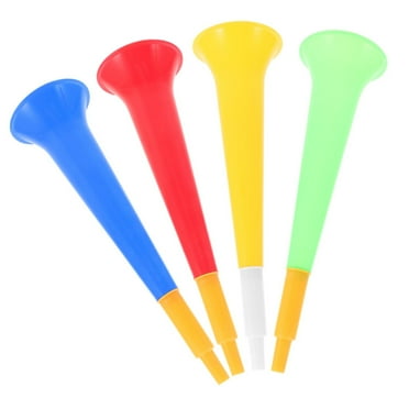 Qocolhg 4Pc Stadium Horn Vuvuzelas Soccer Horn Collapsible Blow Trumpet Horn Noise Maker Loud Sound Handheld Sports Horn Noisemaker for Sports Events Graduation Game Party Supplies Favors Accessories