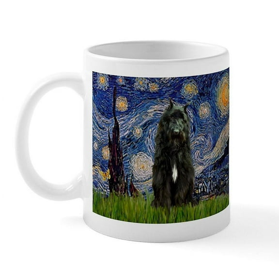 CafePress - Starry Night Bouvier Mug - 11 oz Ceramic Mug - Novelty Coffee Tea Cup