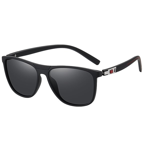 Square frame pilot glasses fashion polarized protective sunglasses, made of TR, TAC - black