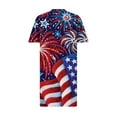 thumbnail image 4 of Wycnly Independence Day Dresses for Women Loose Pocket 4th of July Patriotic Swing Tunic Midi Dresses Short Sleeve V-Neck Star Print Summer Knee-Length Formal Dress Red s, 4 of 4