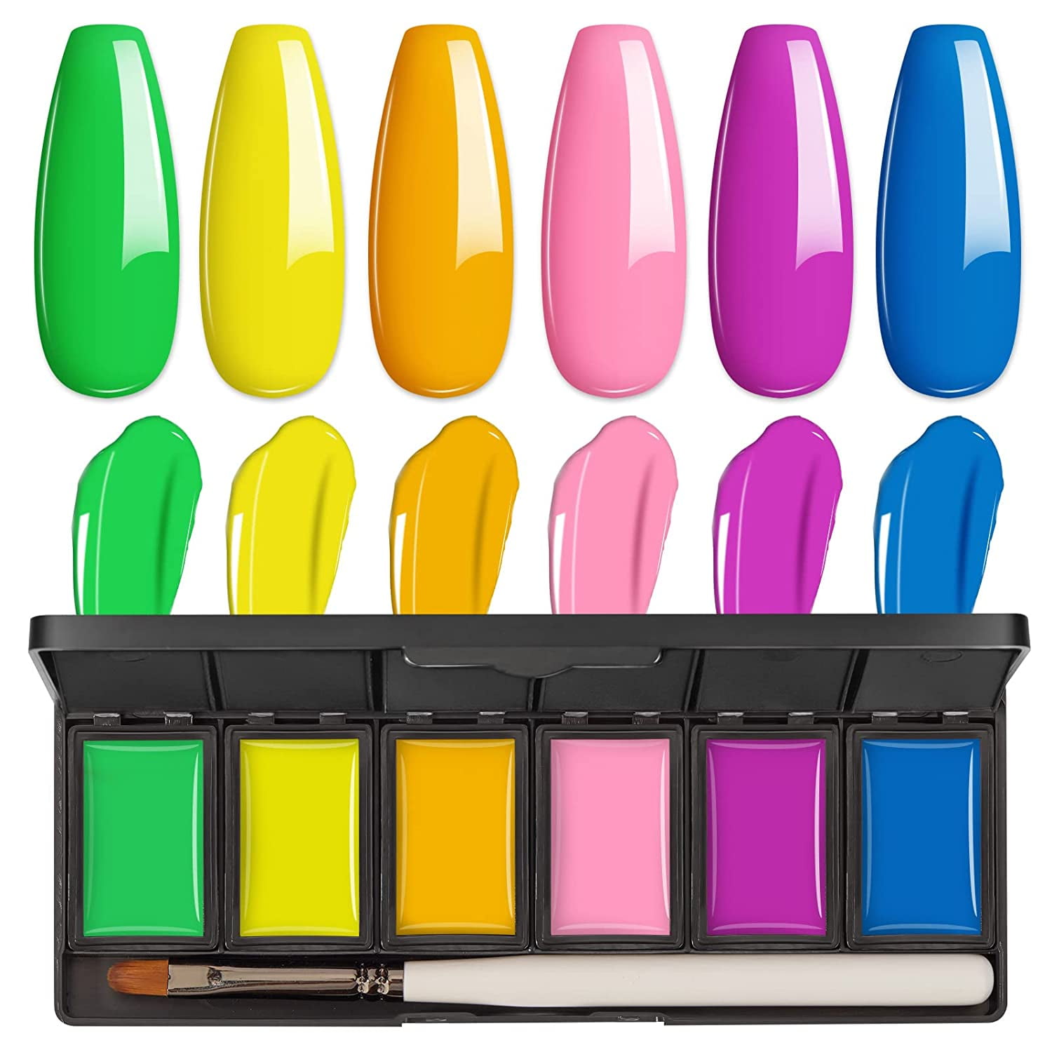 JOSLOVE Gel Nail Polish Set, 6 Popular Neon Orange Hot Pink Blue Colors Solid Gel Nail Polish