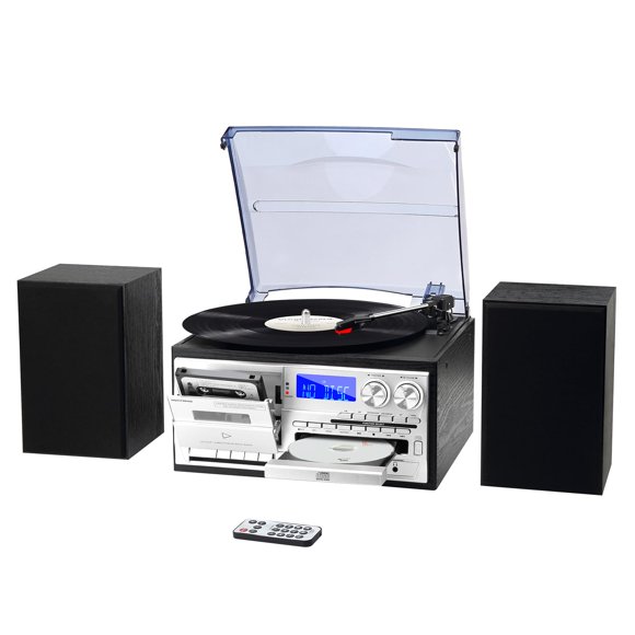 Tocadiscos MUSITREND 10 en 1 con altavoces, Bluetooth, negro