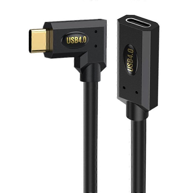 0.6m USB 4.0 Type-C Male Right Angle to Female Extension Cable 240W Fast Charging Extender Cord for