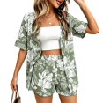 thumbnail image 4 of BOOMNY Womens 2 Peice Hawaii Shorts Sets Tropical Graphic Short Sleeve Buttons Tops Shorts Outfits for Women Summer Beach Matching Sets, 4 of 6