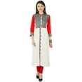 thumbnail image 3 of Kurti Unie Ethnique de Designer à Boutons, Haut en Rayonne, Kurta, Tunique pour Femme, Robe Décontractée, 3 of 4