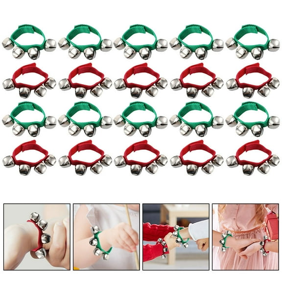 MUSEYA 20 Pcs Jingle Bell Wrist Bracelet Assorted Color For Festival Sound Production
