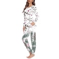 thumbnail image 2 of Renewold Comfortable Pj Set for Women Music Notes Pine Cones Fall/Spring M Pajamas Clothes Warm Home Outfit Pullover Sleepwear 2pcs Loose Long Shirt Pants for Christmas Day, 2 of 4