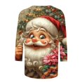 thumbnail image 5 of AGWOLF Christmas Shirts for Women Plus Size 3D Santa Print Pullover 3/4 Sleeve Crewneck Xmas Tops Holiday Party Clothes, 5 of 5