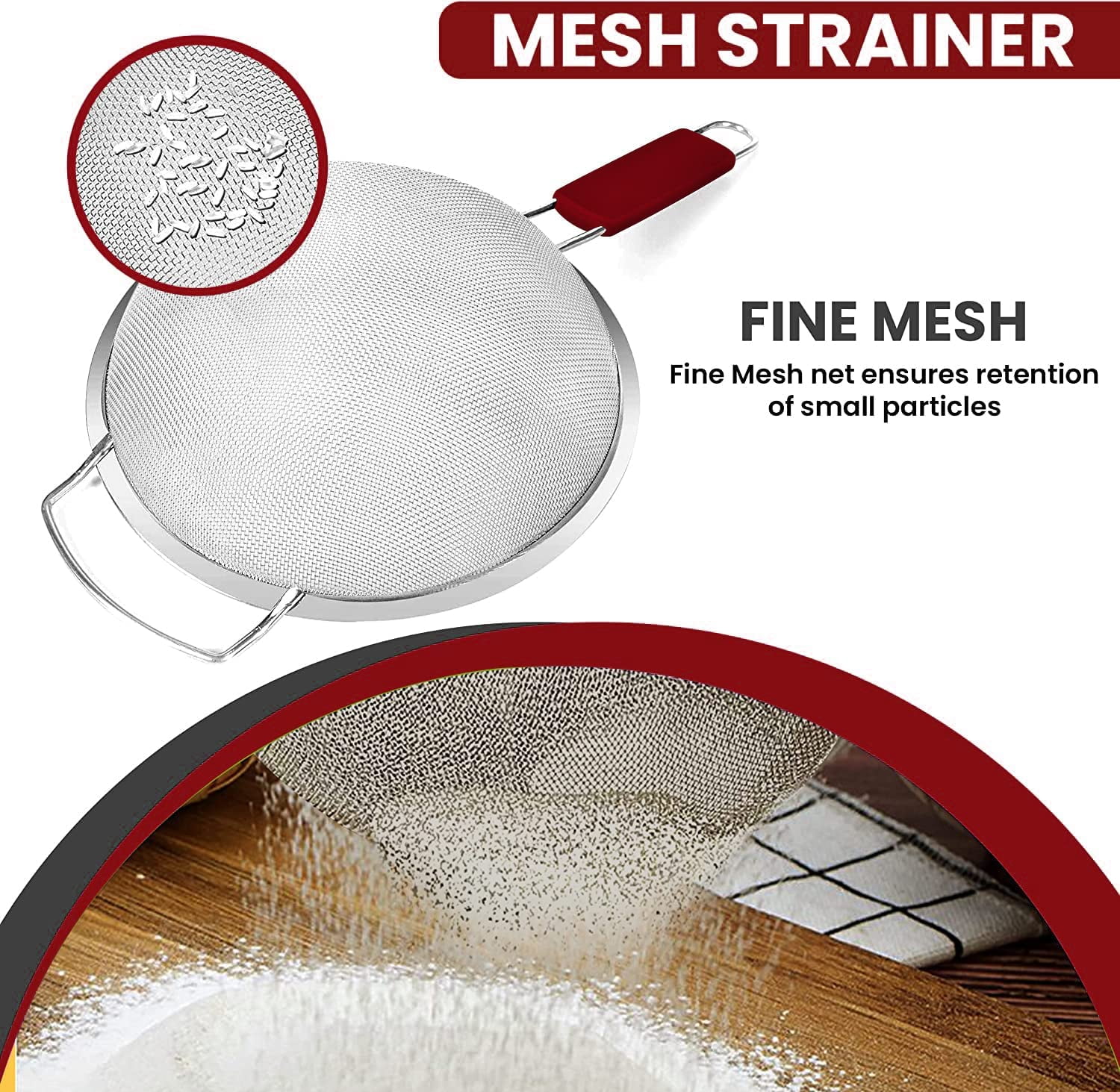 Rösle Fine-Mesh Kitchen Strainer with Round Handle, 7.9