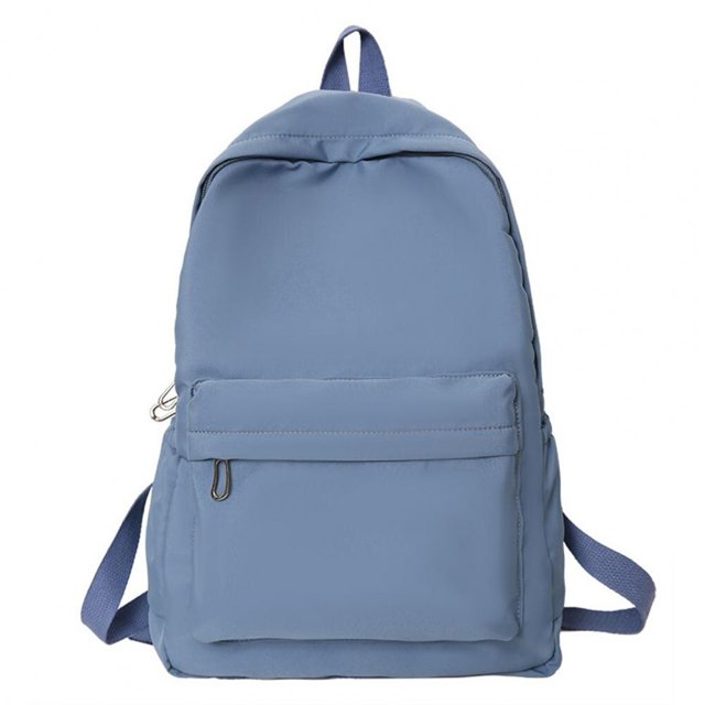 Mochila escolar impermeable de gran capacidad para mujer, morral escolar de Color sólido con cremallera suave, bolso de día informal para adolescentesAzul Fivean unisex