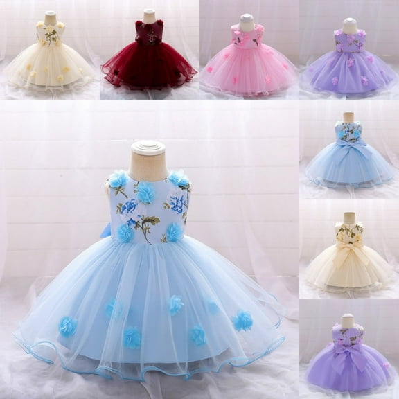 Esho 9M-3T Baby Girls Formal Tutu Dresses Flower Girl Lace Tulle Wedding Party Ball Gown Dress