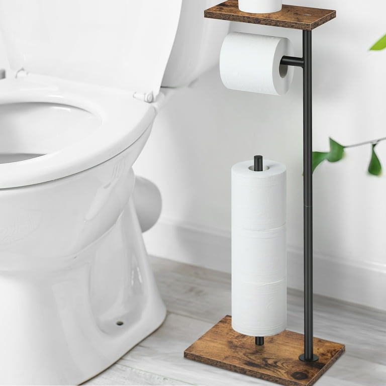Free Standing Toilet Paper Holder Stand, Black Toilet Paper Holder Sta –  KUSMIL