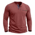 thumbnail image 2 of Long Sleeve Shirts for Men Round Neck Solid Color Button Down Casual Pullover Shirt with Pocket Lightweight Breathable Workout Blouse for Running, 2 of 3