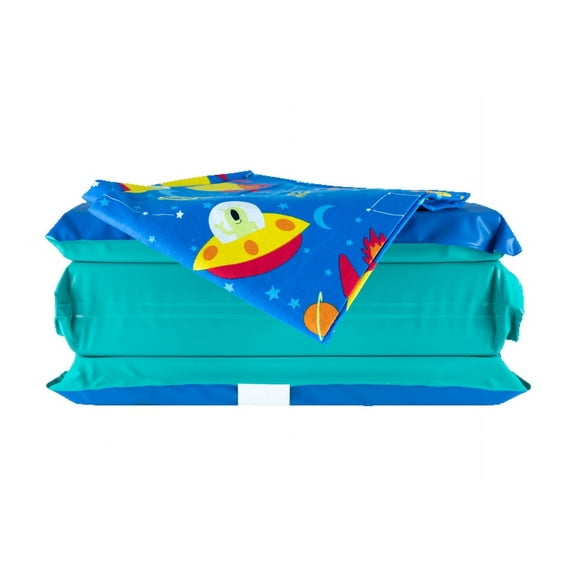 2 inch Jr. Daydreamer PLUS Full Nap Mat Cover - SPACE TIME Design - KINDERMAT BRAND - Regular, 47" x 22"