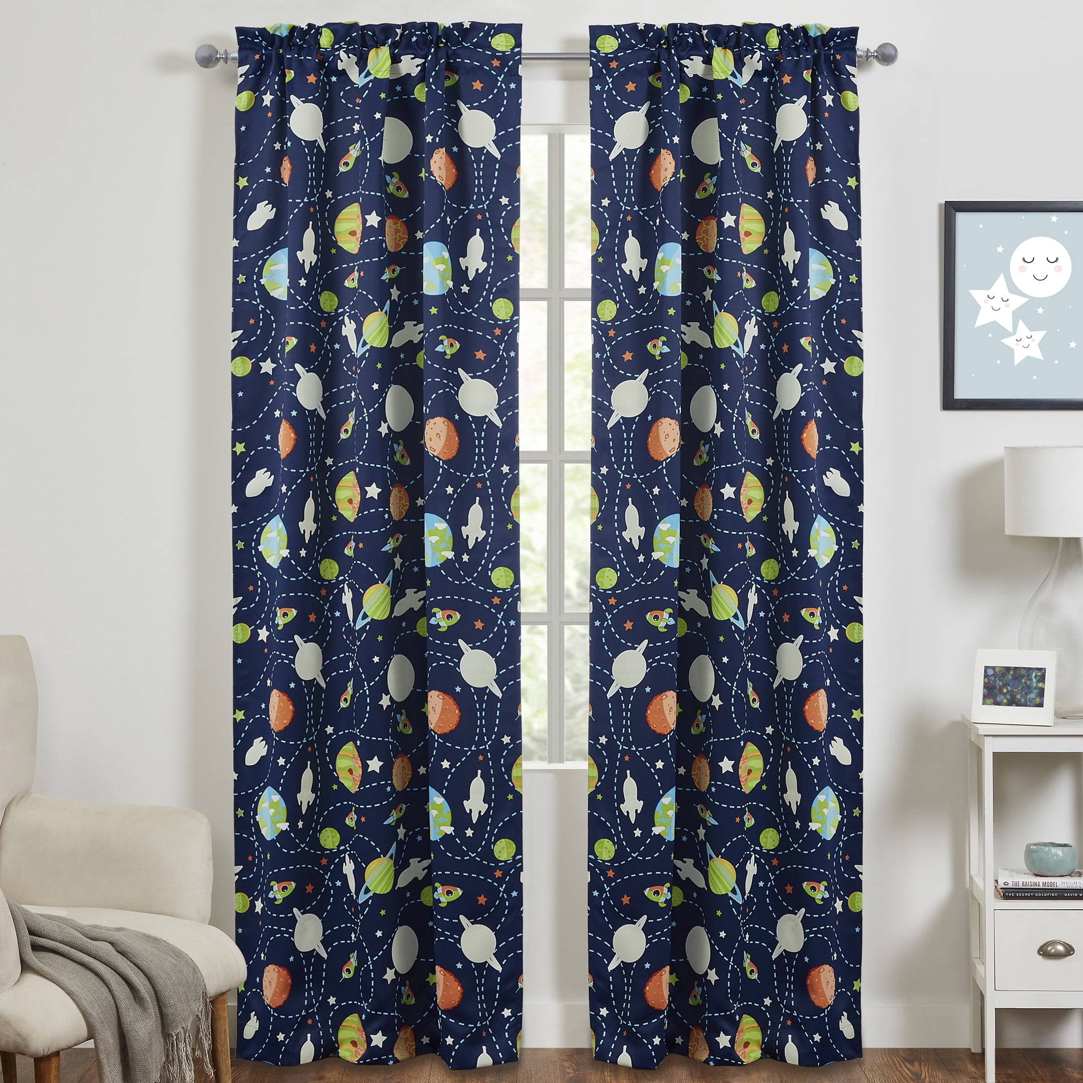 Manchester City One Pair Of Curtains Crest 66" x 72" Drop Kids Bedroom 