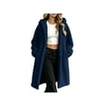 thumbnail image 3 of Zynoxe Women's Hooded Jackets With Side Pockets Casual Solid Color Long Sleeve Fuzzy Fleece Coat Relaxed Mid-Length Open Front Cardigan Jackets Warm Plush Outerwear Jackets for Women 2XL, 3 of 9
