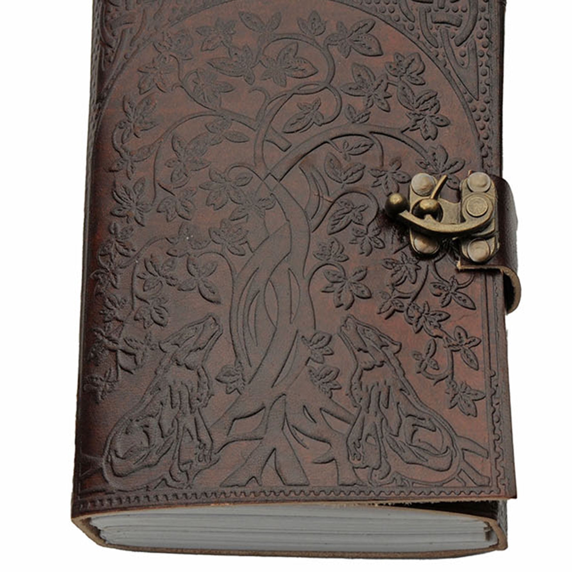 SZCO 5 x 7 Tree and Wolves Lock Journal Embossed Writing Notebook Decorative Diary for Journaling Sketching Notes and Gift Giving