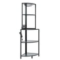 thumbnail image 5 of Hassch Industrial Corner Shelf with Power Outlets & LED Lights & Glasses Holder, 5 Tier Bar Rack, 59.8"H Open Bookcase Display Rack for Living Room, Dining Room, Kitchen, Black, 5 of 9