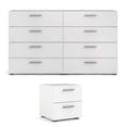 thumbnail image 1 of Tvilum Canada Ensemble de Chambre 2 Pcs avec Commode 8 Tiroirs et Table de Nuit en Blanc, 1 of 21