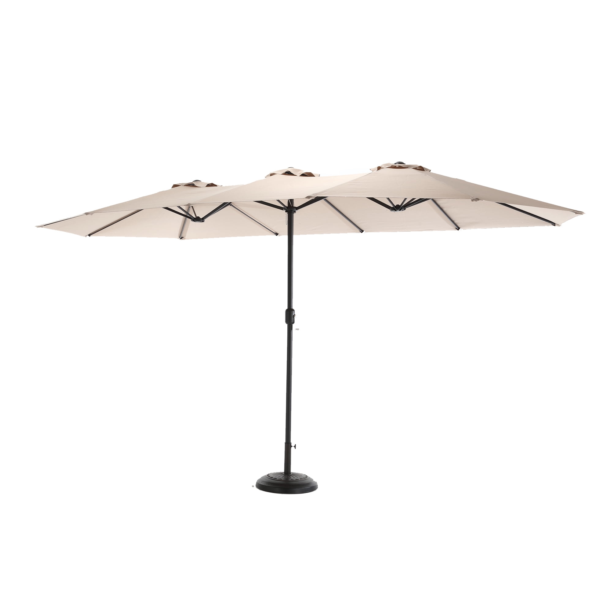 Leumius Large Patio Umbrella,Outdoor Double-Sided Rectangle Big Market Umbrella with Crank Stand,Outside Umbrellas for Poolside Lawn Backyard,Khaki(No Base)