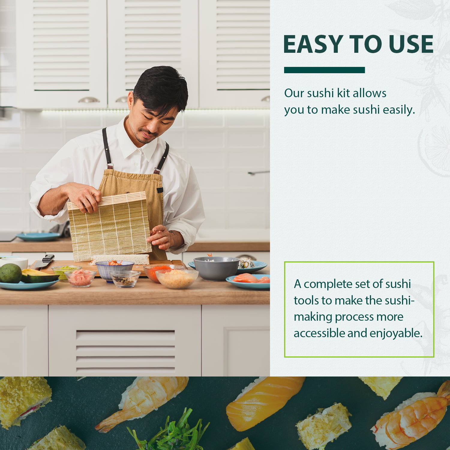 10 Pcs/Set DIY Sushi Making Kit – Noble Utensils-The Best for your Kitchen