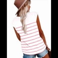 thumbnail image 3 of Tops de Mujer Elegantes e Informales de Verano A Rayas, Tops de Corta con Bloques de Color, Corte Holgado, Rosa y L, 3 of 9