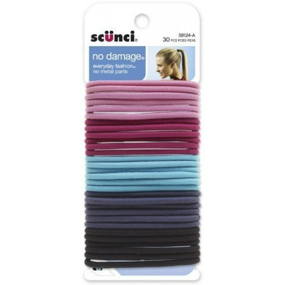 Scunci Effortless Beauty Large No-damage Pastel Elastics, - 3 Packs Of 30 = 90 Count - Colors May Vary