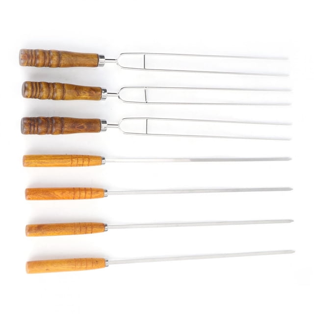 BBQ Stick,7Pcs Set Stainless Steel Barbecue Tool Camping Cooking Utensil Exquisite Design