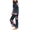thumbnail image 5 of Cavosen Men Pajama Set V NeckLong Sleeve Pajama Set Flower Loungewear Soft Sleepwear, 5 of 7