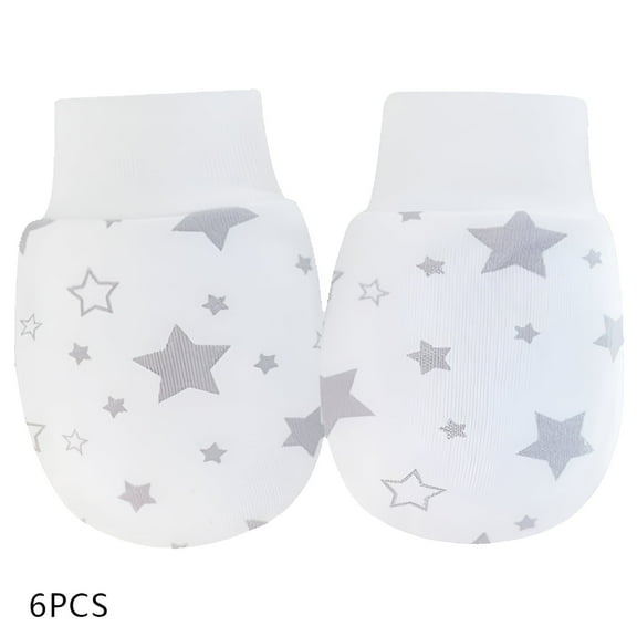 TELOLY 6Pcs Baby Mittens,Safety Assurance Baby Mittens Newborn,Fashionable Look Newborn Mittens No Scratch,Style1
