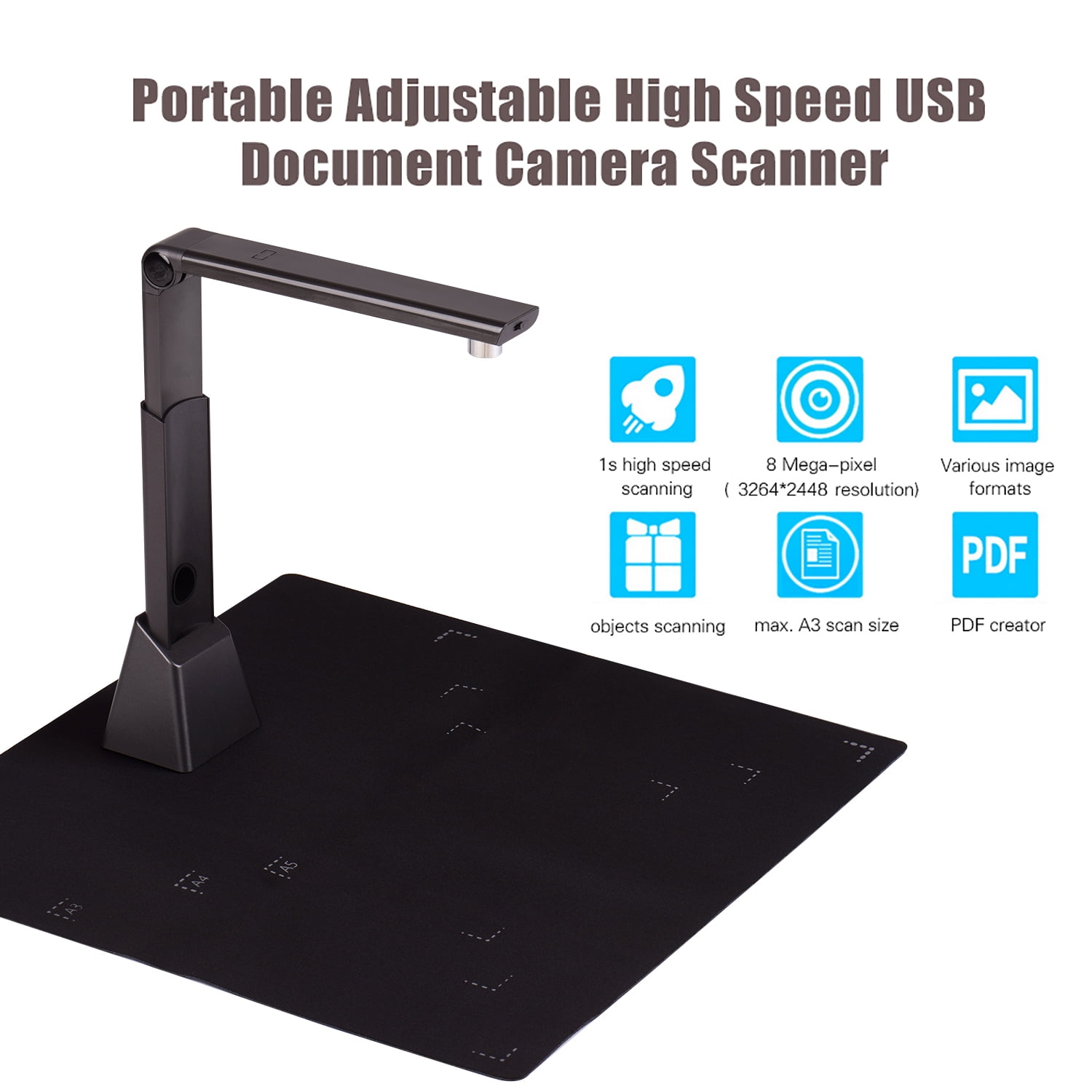 Portable Adjustable High Speed USB Book Image Document Camera Scanner 8 Megapixel HD High