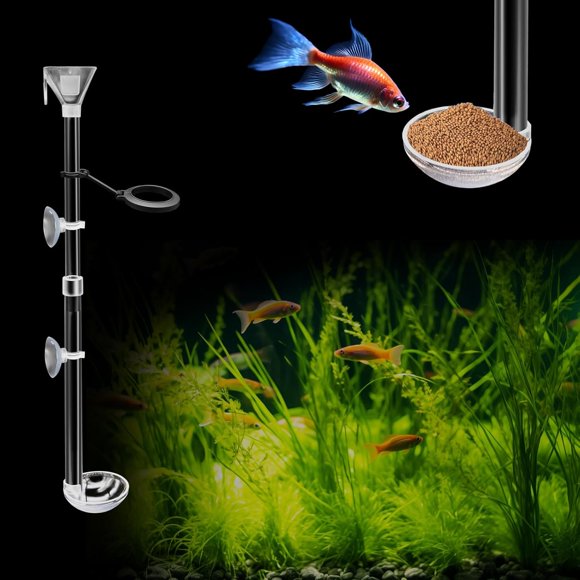 Bamboohart Aquarium Fish Shrimp Feeding Dish Set Shrimp Feeding Dish Set Transparent Shrimp Feeding Adjustable Tube with Feeding Ring Cleaning Brush for Fish Tank and Preventing Food S