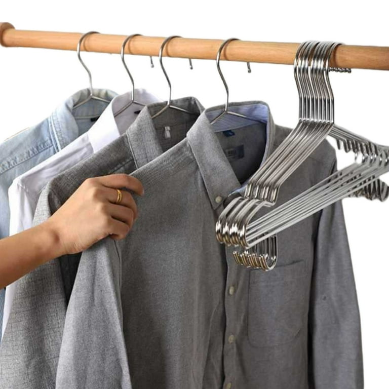 Trrcylp Wire Coat Hangers 4mm Space saving metal Stainless Steel Slim Thin Heavy Duty Clothes Hangers lingerie Hook 16.5 Inch Silver Walmart