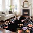 thumbnail image 2 of 6x9 Area Rugs for Living Room, Black Spring Floral Non Slip Area Rugs for Kitchen Bedroom Entryway, Elegant Flowers Farmhouse Botanical Washable Carpet Runner Rug Floor Mats for Bedroom Home Decor, 2 of 8