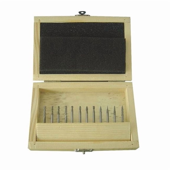 Westward Carbide Bur Set,Dbl Cut,1/8",12pcs 2LYR8