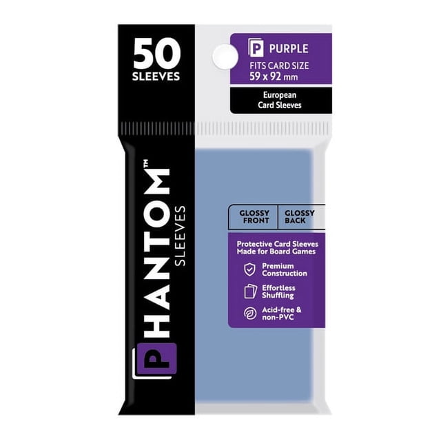 Phantom Sleeves: "Purple Size" (59mm x 92mm) - Gloss/Gloss (50) (Compatible with: European Card Sleeves)