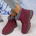 thumbnail image 4 of KEGIRLOM Women's Fashion Casual Winter Warm Ankle Boots Solid Color Round Toe Side Zipper Thick Bottom Flat Ankle Snow Boots Red Size 6, 4 of 9