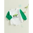 thumbnail image 3 of aturustex Infant Boys Girls Irish Sweatshirt Romper 0-18M Newborn Baby Long Sleeve Bodysuits Pullovers Round Neck Jumpsuit Shamrock Tractor/Letter Shase Casual Cute Daily Spring Fall Clothes, 3 of 8