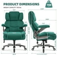 thumbnail image 2 of Big and Tall 700lbs Office Chair, Fabric Heavy Duty Executive Chair with 3D Flip up Armrests Adjustable Lumbar Support Large Rubber Wheels, Extra Wide High Back Computer Desk Chair, Green, 2 of 9