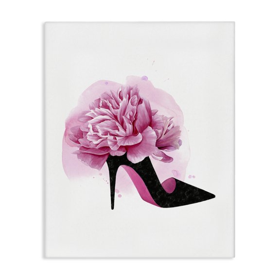 Stupell Industries Art Deco Flower Heel Black Pink Canvas Art, 16 x 20, by Grace Popp