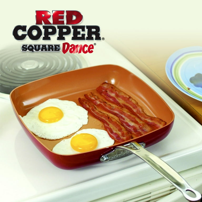 BulbHead Red Copper Square Pan 5 Piece Set by BulbHead, 10-Inch Pan, Glass  Lid, Fry Basket, & More